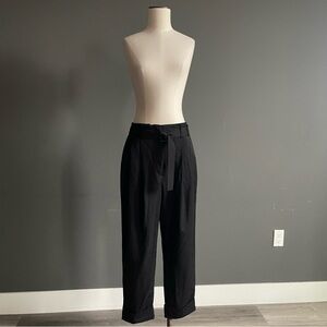 Elizabeth & James Belted Paperbag Trouser Pleated Crop Quiet Luxury Pants Scandi
